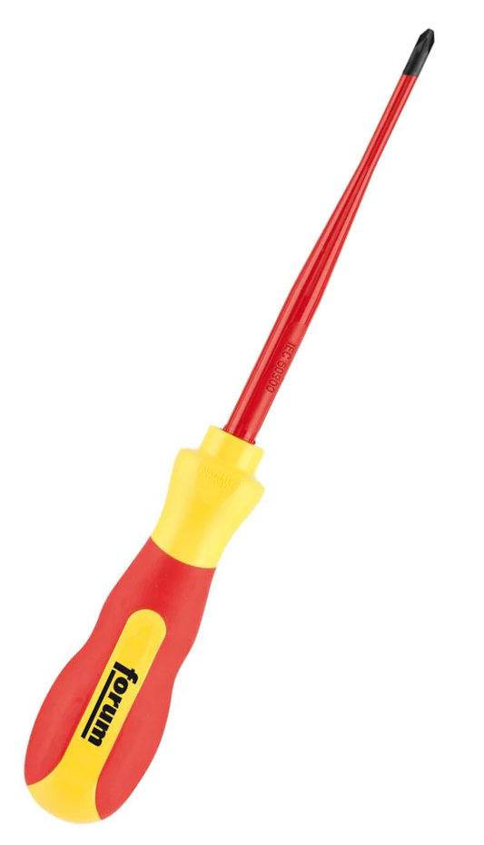 VDE screwdriver for PH Phillips screws, with reduced blade diameter