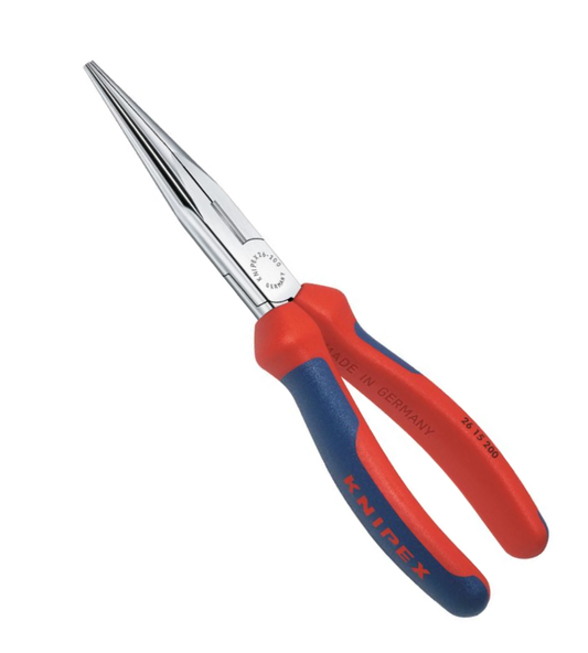 STRAIGHT STORKBILL PLIERS CHROME PLATED WITH MULTI-COMPONENT HANDLES 200MM KNIPEX